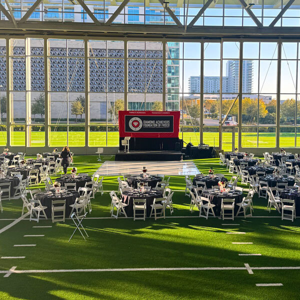 corporate event at an indoor football stadium in the DFW metroplex