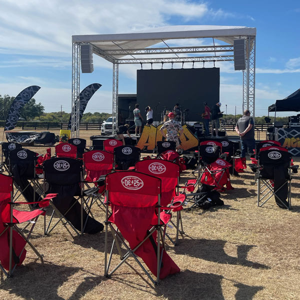 concert stage rental and custom lawn chairs in Dallas-Fort Worth, TX