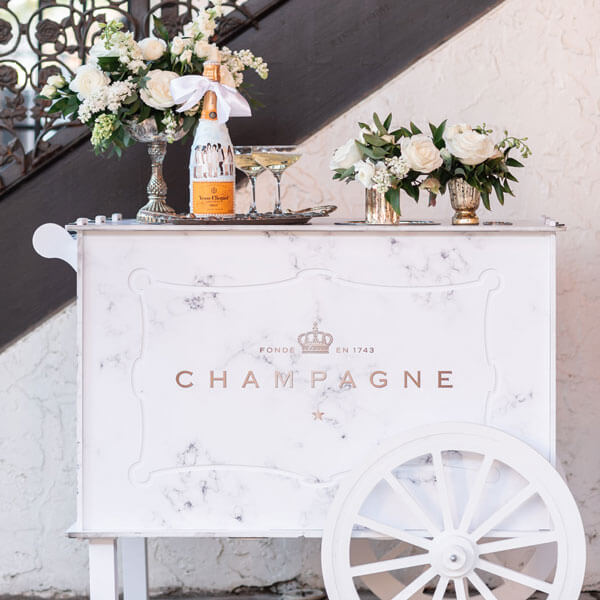 champagne cart available to book through Total Events DFW